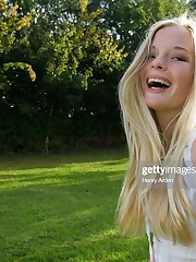 Virgin Nymph Laughing Outdoors Stock Pic
