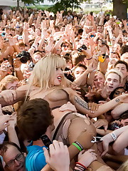 Lady Gaga crowd surfing at Lollapalooza