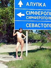 Young woman Russian exhibitionist and a..