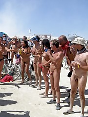 Image collection of nude people in public